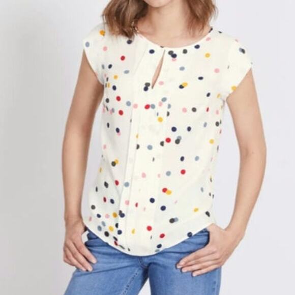 Boden Tops - Boden Polka Dot Pleated Front Blouse